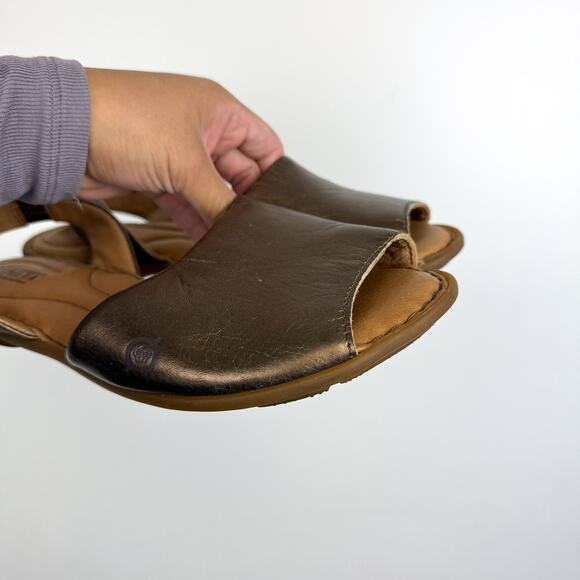 Born Womens Trang Metallic Gold Leather Slingback Sandals - 9 9M - Picture 4 of 10